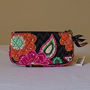 Vera Bradley Ziggy Zinnia Wristlet Wallet Floral Pink Orange Black